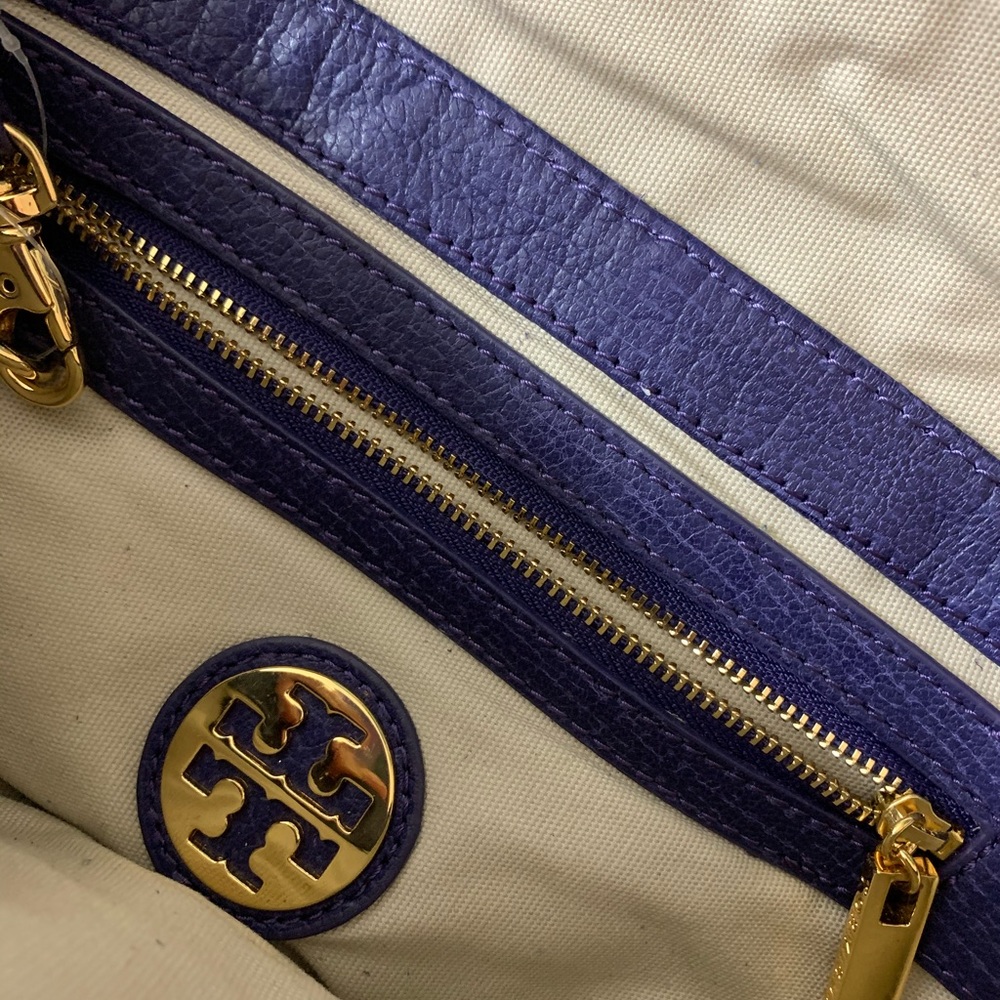 TORY BURCH PURPLE SAWLA LEATHER SUEDE CLUTCH GUC M - Picture 10 of 16